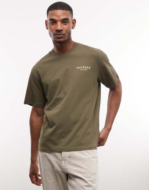 Dickies – Oatfield – Ciemnozielony T-shirt z nadrukiem na plecach – tylko w ASOS - view 1
