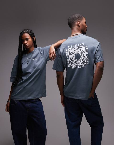 Dickies oatfield graphic back print t-shirt in mid blue - view 1
