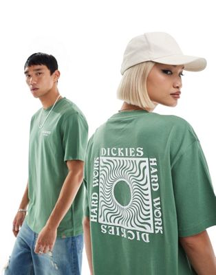 Dickies oatfield short sleeve back print t-shirt in dark green- exclusive to asos