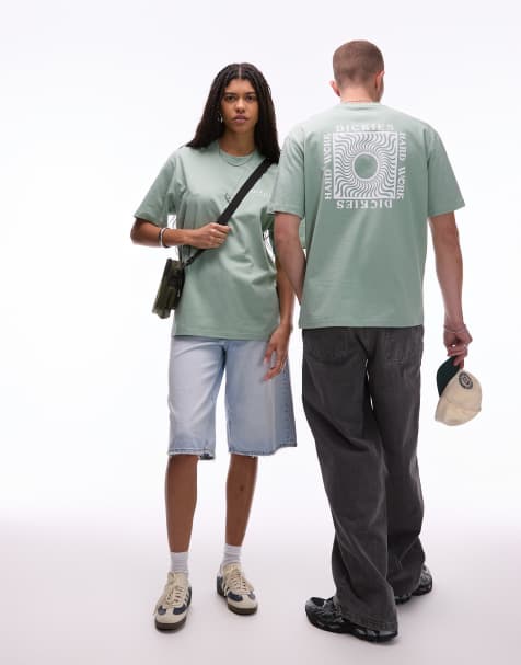 Dickies - Oatfield - T-shirt met grafische print op de achterkant in lichtgroen - view 1