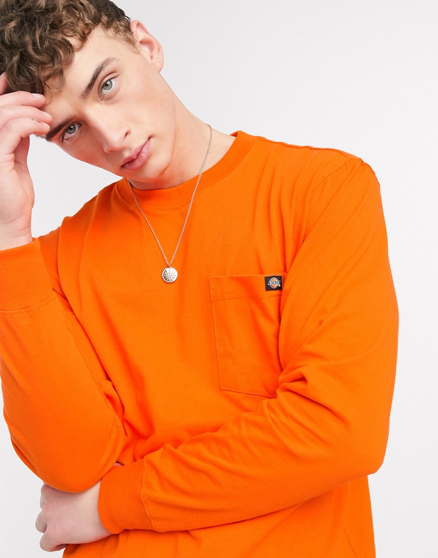 Dickies – Orange långärmad t-shirt med ficka