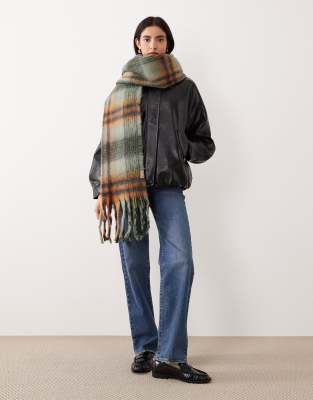 Dickies Dickies oversized scarf in light green and orange