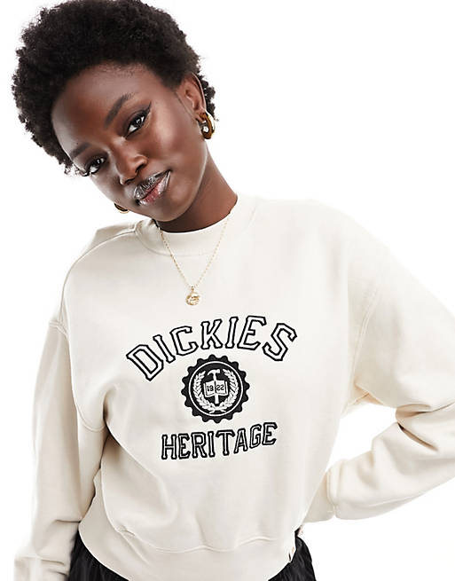 Dickies Oxford graphic sweatshirt with chest print in cloud | ASOS