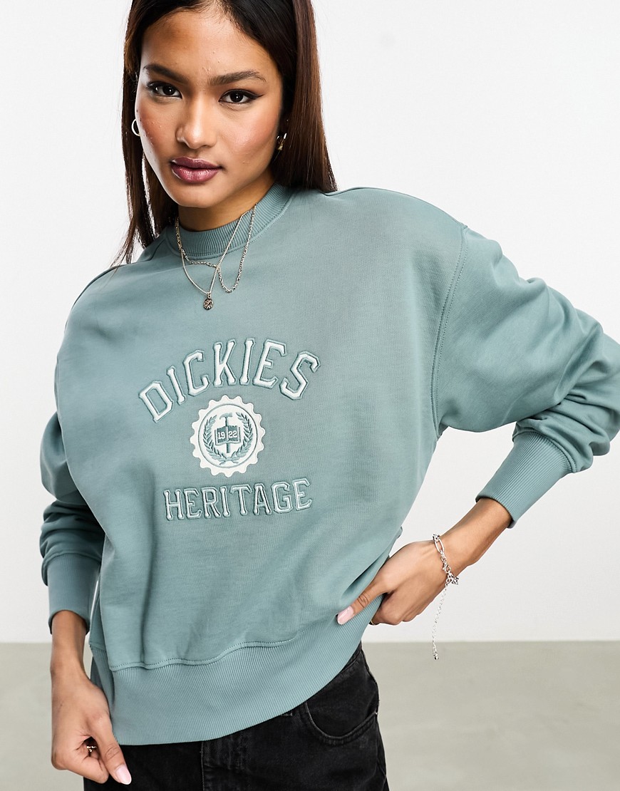 Dickies Oxford Sweatshirt With Chest Print In Blue