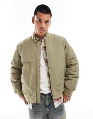 Dickies Dickies padded bomber jacket in khaki-Green