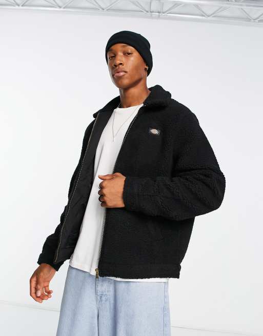 Dickies Palmerdale borg jacket in black | ASOS