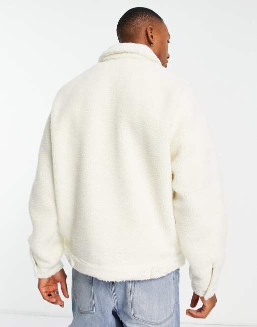 White teddy outlet borg jacket