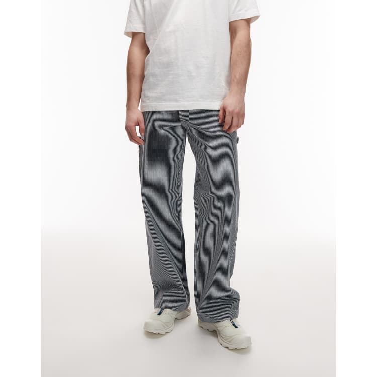 Pantalon Baseball Homme Healy - Bleu/rouge à Rayures - Jambe Droite - Neuf