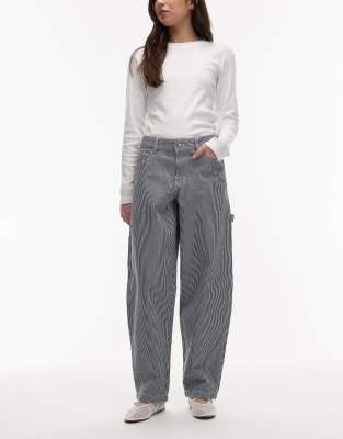 Pantalon ample droit style charpentier à rayures Hickory - Bleu W32