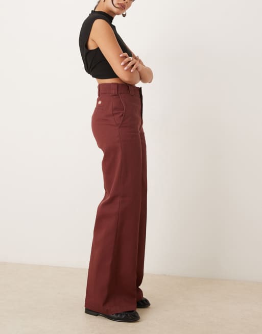 Dickies - Pantaloni con fondo ampio bordeaux, 3 di 5
