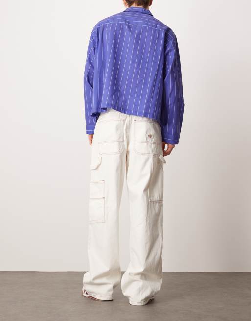Dickies - Pantaloni larghi bianco sporco con cuciture a contrasto, 3 di 5