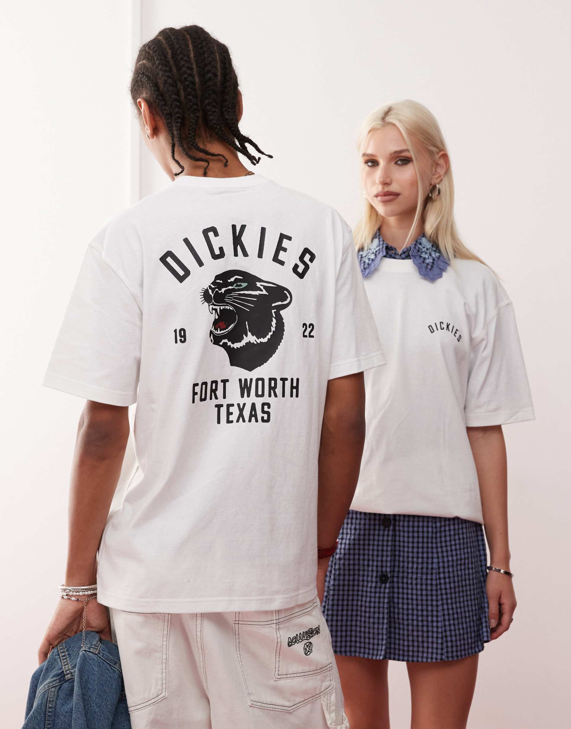 dickies panther back print t-shirt in white
