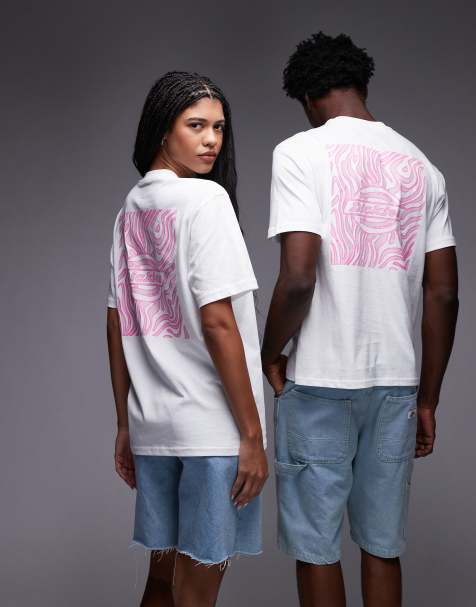 Dickies Paradise abstract graphic backprint t-shirt in white and pink - view 1