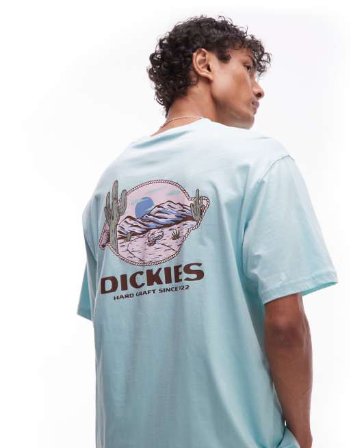 Dickies – Pastelowoturkusowy T-shirt z kowbojskim nadrukiem na plecach, tylko w ASOS