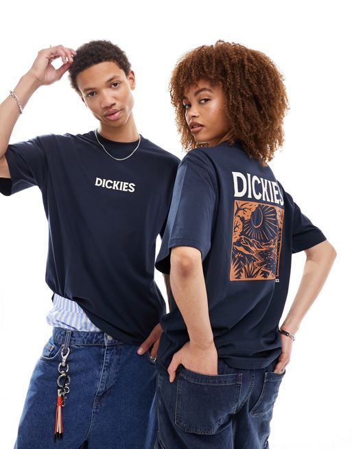 Dickies - Patrick - Marineblå T-shirt med kilde-rygprint