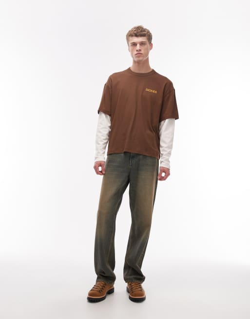 Dickies – Payson – Brun t-shirt i två lager med långa ärmar, 2 av 5