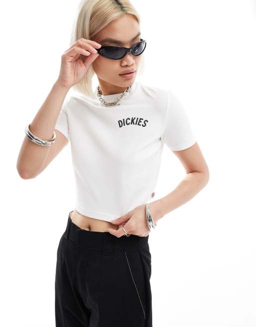 Dickies – Petersburg – Biały przylegający T-shirt z kowbojskim motywem – tylko w ASOS