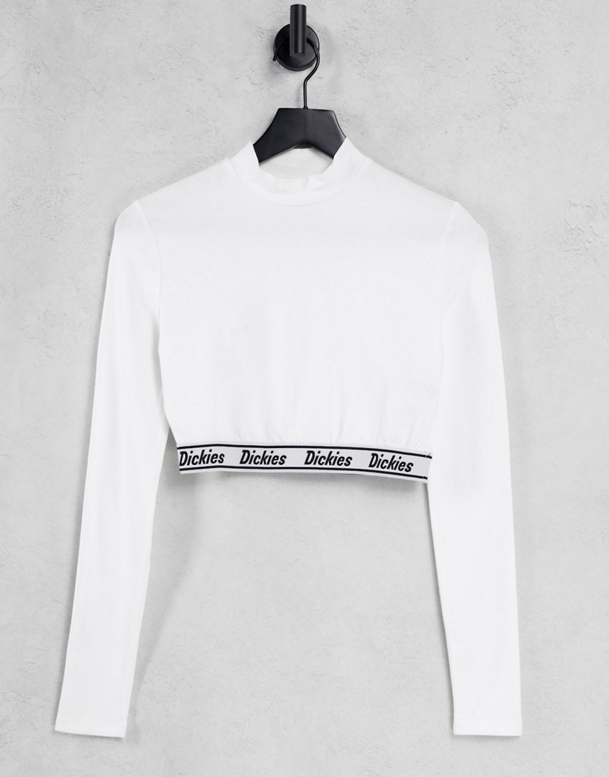 Dickies Petersburg cropped long sleeve t-shirt in white