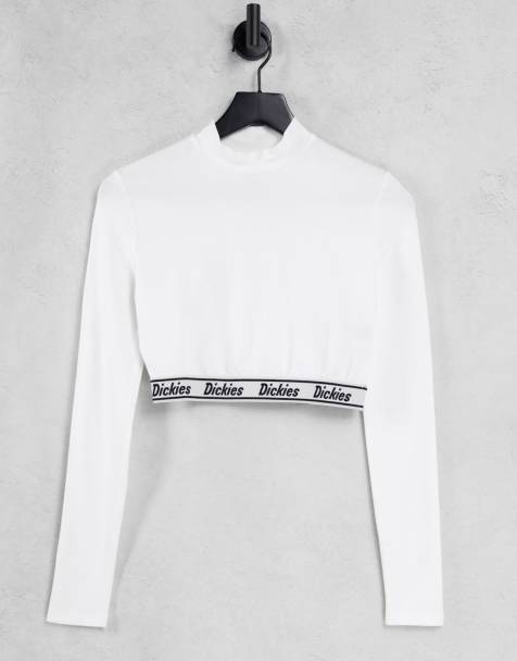 Dickies Petersburg cropped long sleeve t-shirt in white