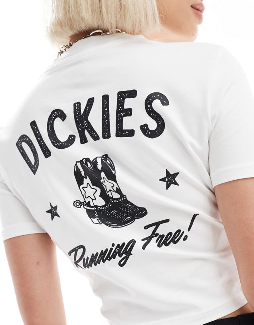 Dickies - Petersburg - Hvid baby-T-shirt med western-motiv - Kun hos FhyzicsShops