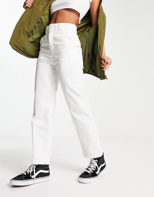 ASOS DESIGN cord barrel leg pants in white