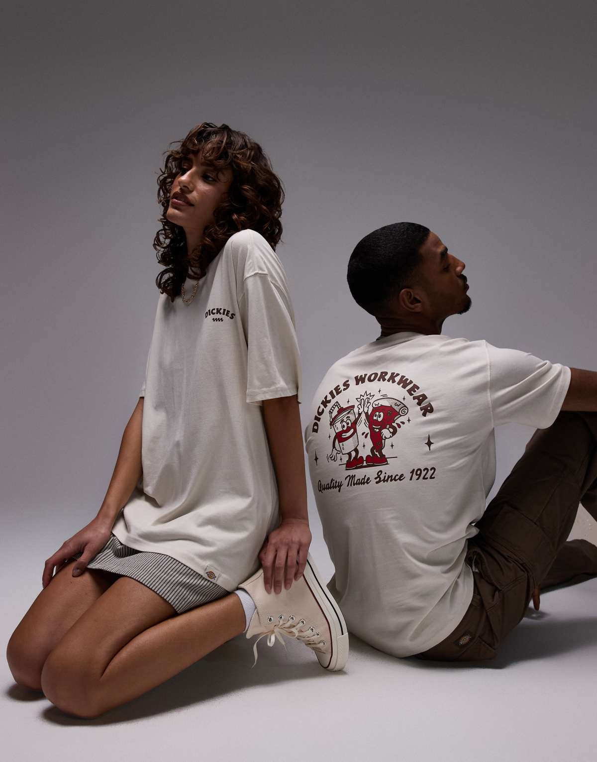 Dickies pizza graphic back print t-shirt in off white- exclusive to ASOS