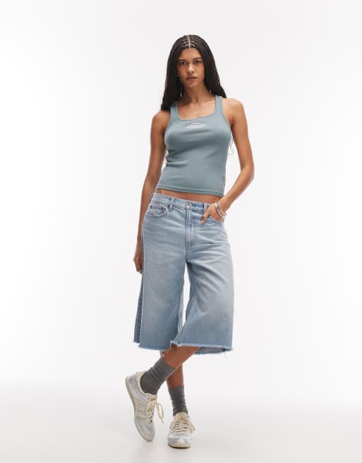 Dickies - Plainville - Blå top med firkantet hals og logo, 4 af 4
