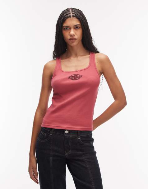 Dickies Plainville square neck logo vest in red - view 1