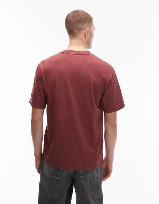 Dickies Plentywood left chest logo t-shirt in washed burgundy, 3 of 5