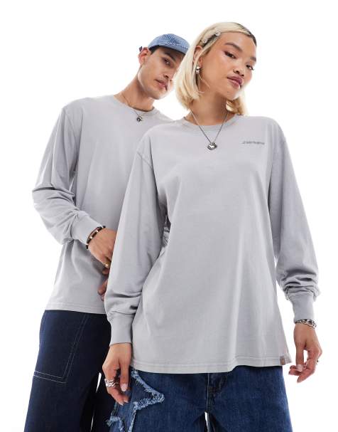 Dickies plentywood long sleeved t-shirt in washed grey - view 1