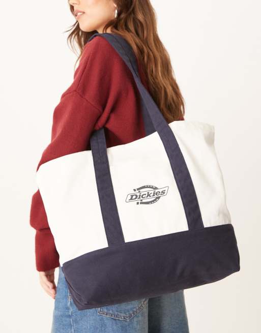 Dickies – Płócienna torba typu tote w kolorze granatowym i złamanej bieli z logo