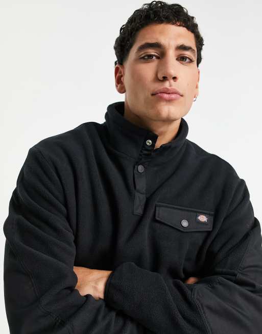 Dickies - Port Allen - Fleece met 1/4 druksluiting in zwart 
