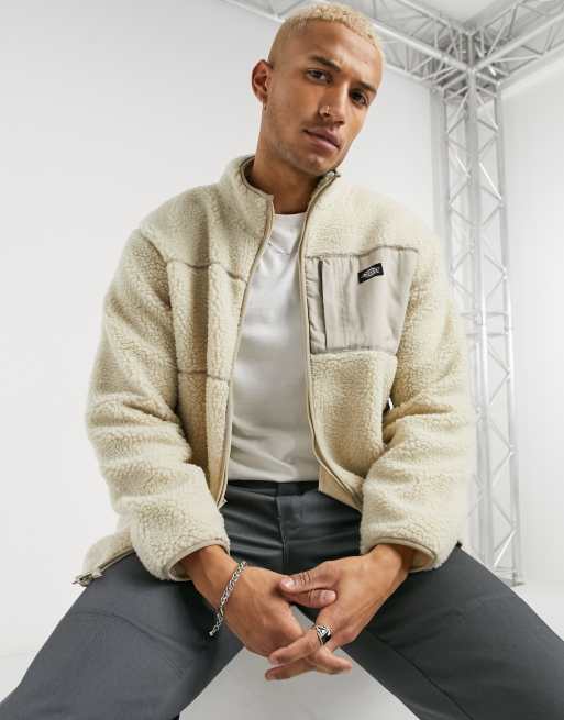 Dickies Red Chute sherpa zip through fleece in cream