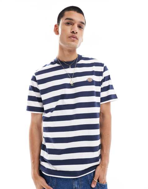 Dickies – River Grove – Gestreiftes T-Shirt in Marineblau und Weiß, exklusiv bei ASOS - view 1