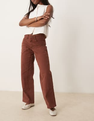 Dickies - River Ranch - Canvas-Hose im Western-Design in Cappuccino-Braun mit doppelter Stofflage an den Knien