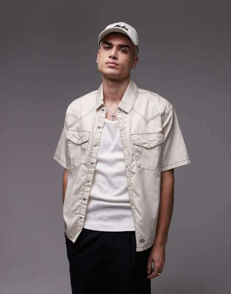 Dickies river ranch western work shirt in off white
