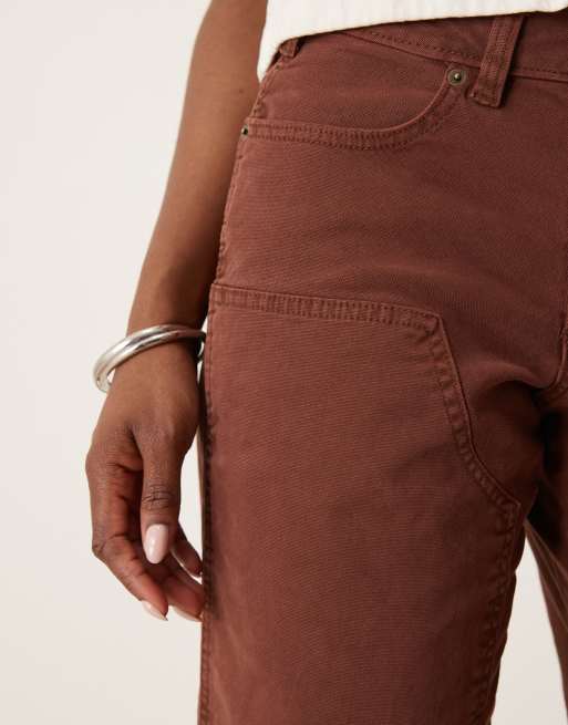 Dickies - River Ranch - Pantaloni in tela marrone cappuccino stile western con ginocchio doppiato, 4 di 5