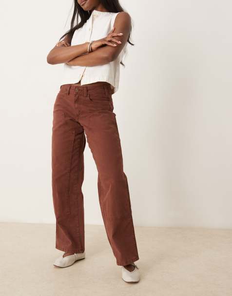 Dickies river ranch western double knee canvas trousers in cappuccino brown