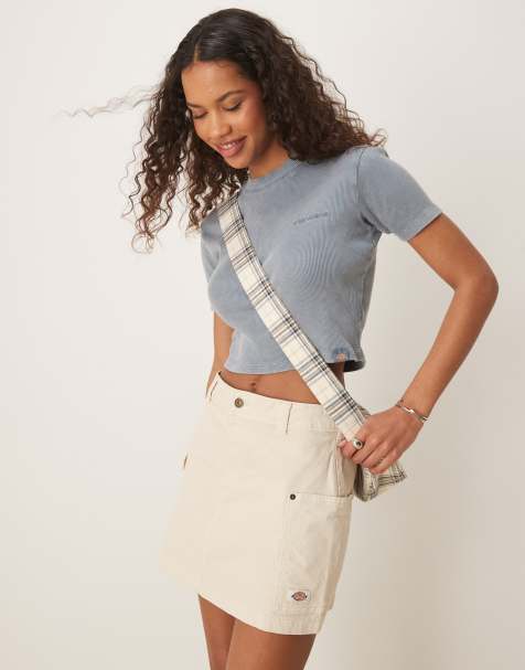 Dickies river ranch western mini skirt in off white