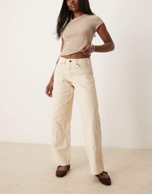 Dickies Dickies river ranch western double knee canvas trousers in off white