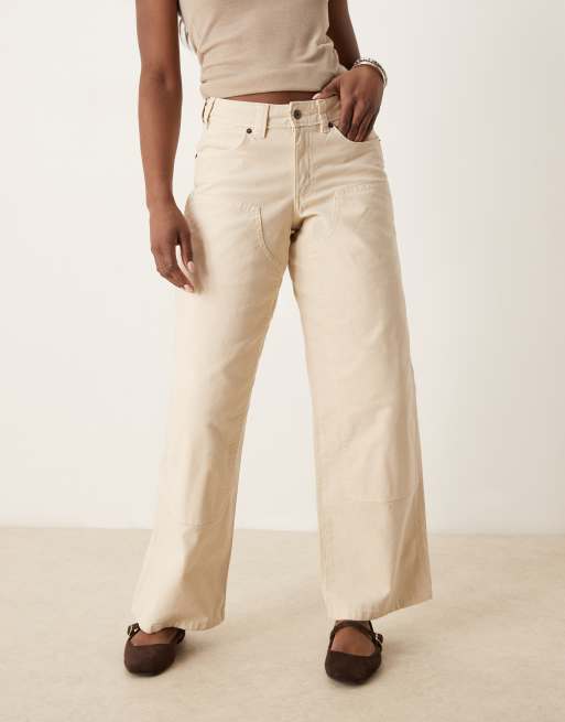 Dickies river ranch western double knee canvas trousers in off white, 2 of 5