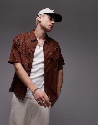 Dickies Dickies river ranch western work shirt in cappuccino brown