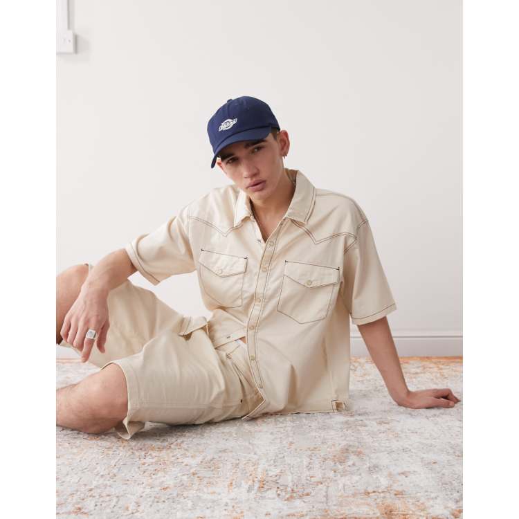 draw drawers バックオープンTシャツ ベージュ Dickies River Ranch work shirt in beige | ASOS