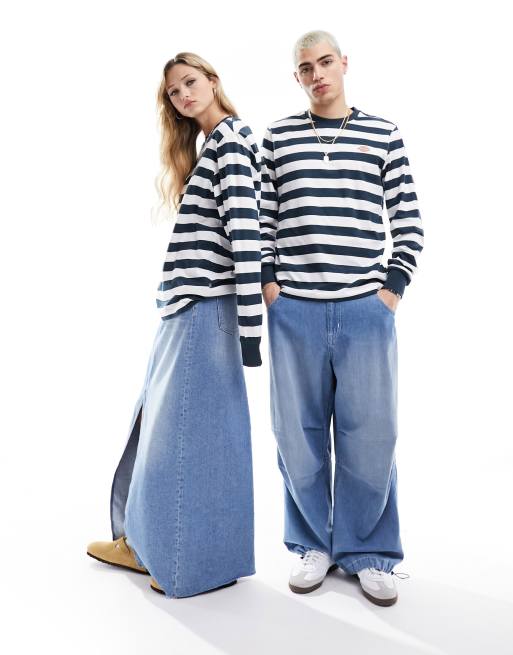 Dickies - Rivergrove - Langærmet T-shirt med mørkeblå/hvide striber