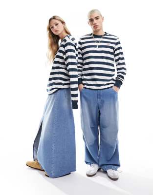 Dickies - Rivergrove - Maglietta a maniche lunghe a righe blu scuro e bianche