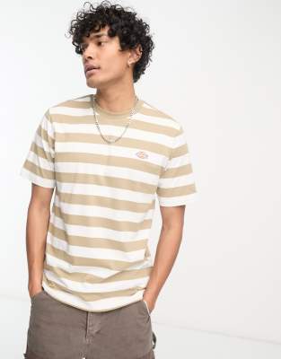 Dickies rivergrove stripe t-shirt in beige-Green