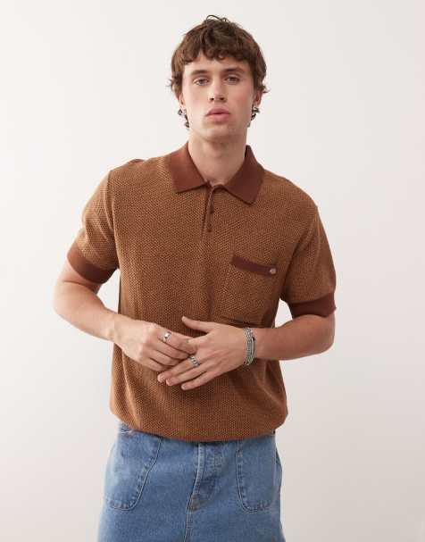 Dickies Rocky knit polo in brown - view 1