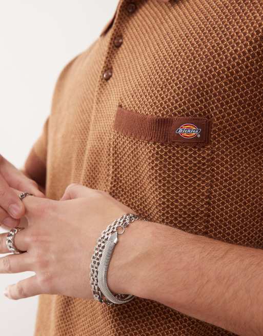 Dickies Rocky knit polo in brown, 3 of 4