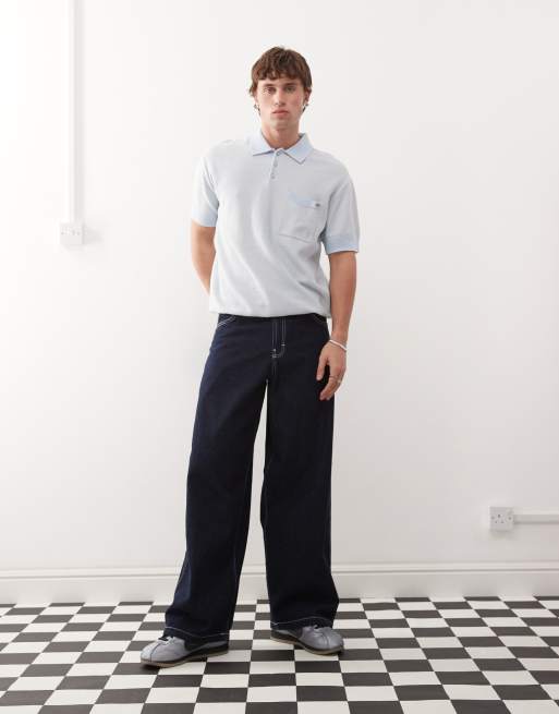 Dickies Rocky knit polo in light blue, 3 of 4