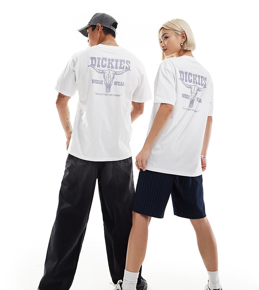 Dickies rodeo short sleeve back print t-shirt in white- exclusive to asos